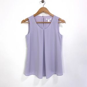 BOSS Hugo Boss Round Neck Sleevess Pleat Front Chiffon Blouse Purple Lilacs